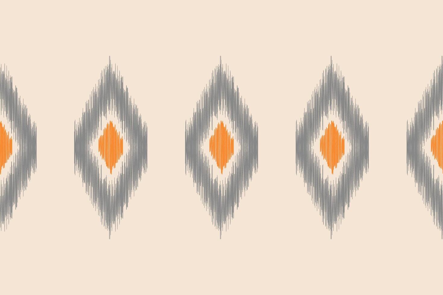 Fabric pattern ikat motif design of brown cream color background geometic ethnic art. vector