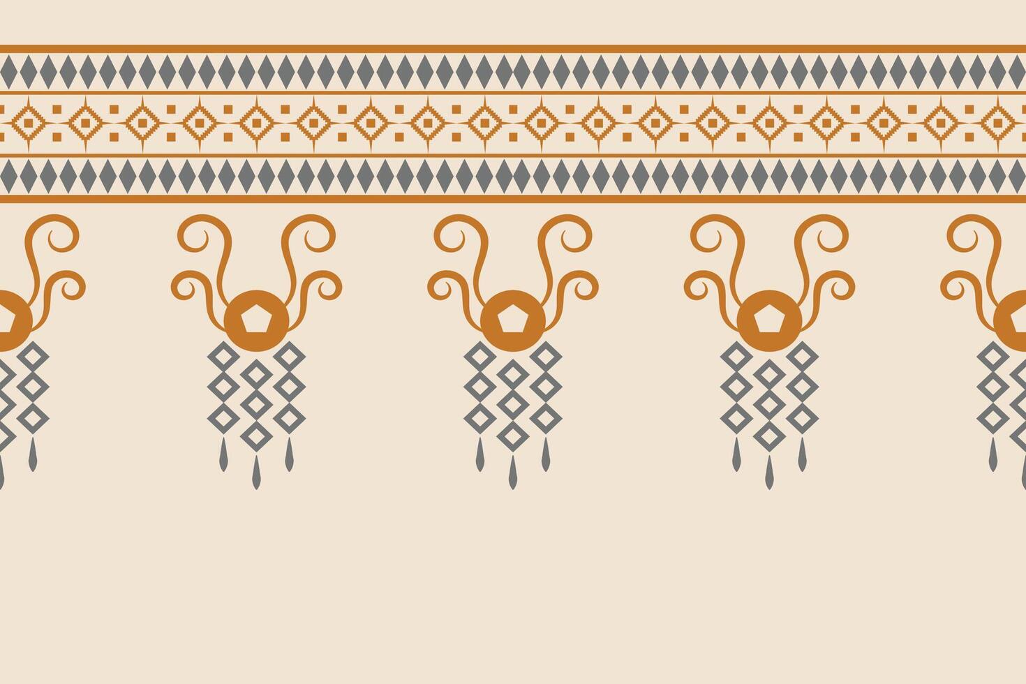 Ethnic pattern with geometric design of fabric pattern ikat brown cream color background. vector