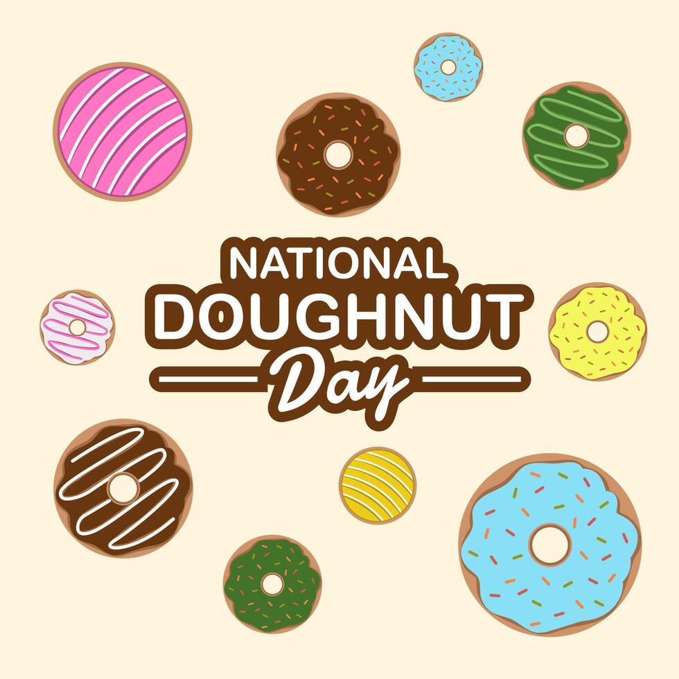 National donut day social media post. Delicious donuts vector