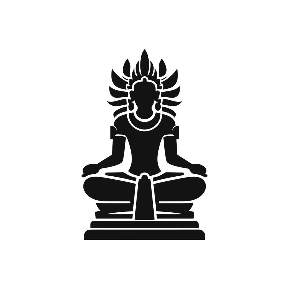 Tribal Meditating Deity Statue Silhouette for Spiritual and Cultural Art Designs vector