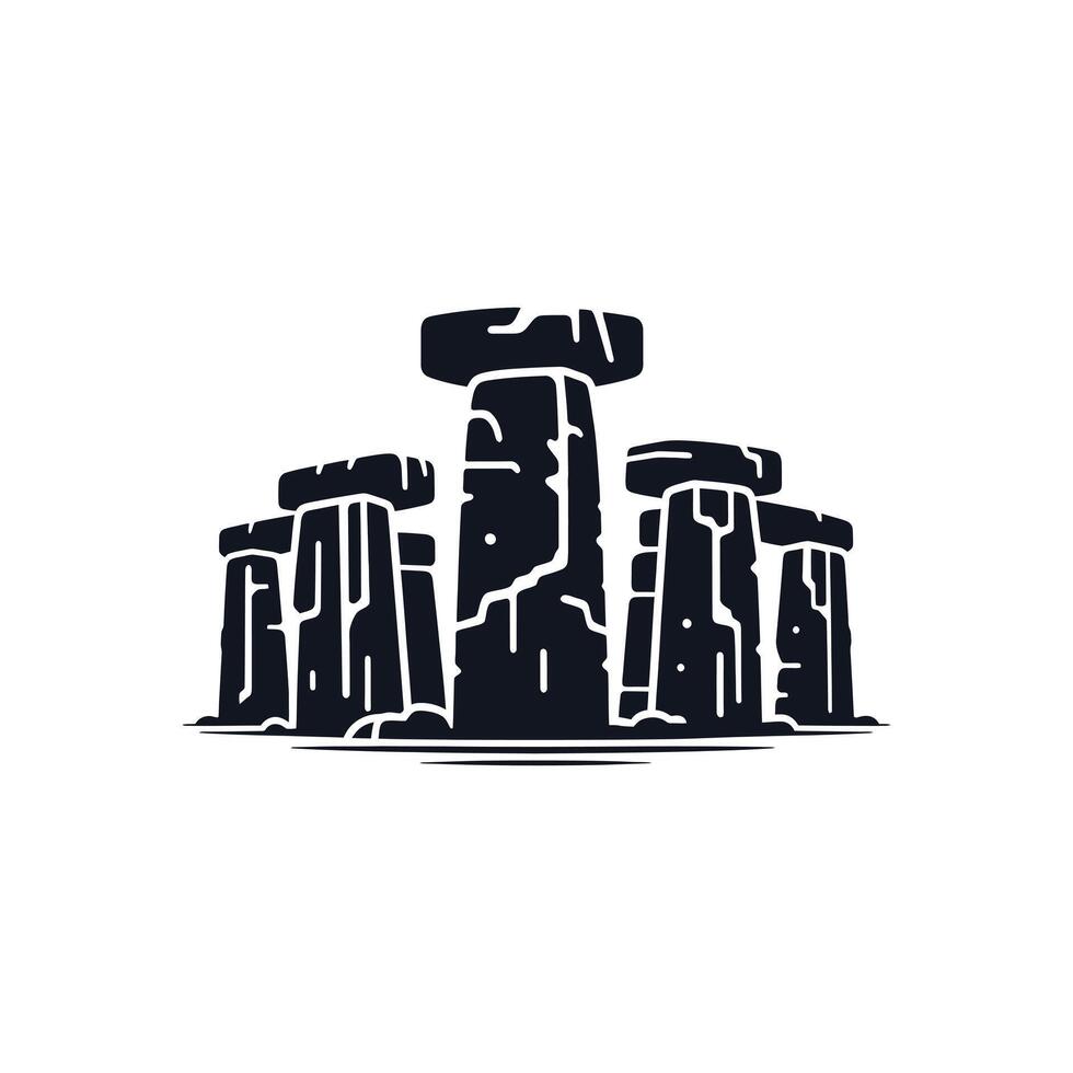 Stonehenge Silhouette Illustration for Historical Designs and Educational Projects Featuring Ancient Monument Artwork vector