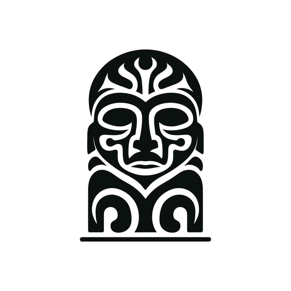 Tribal Tiki Mask Statue Silhouette for Polynesian Cultural Art and Decor Projects vector