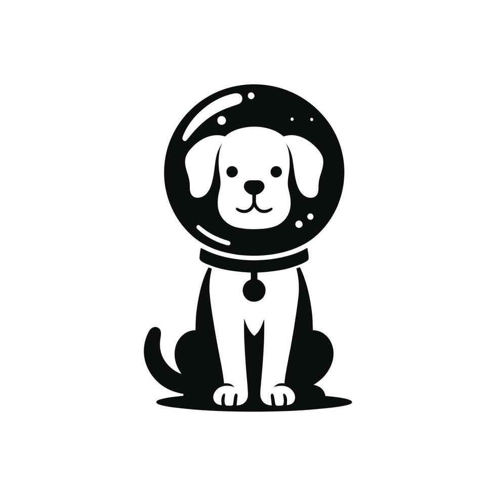 Adorable Dog in Astronaut Suit Silhouette Ideal for Space Exploration and Animal Design Projects vector