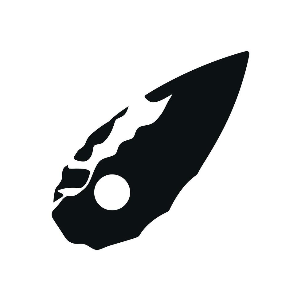 Prehistoric stone tool silhouette ancient flint hand axe icon for archaeology Stone Age or primitive technology design element vector