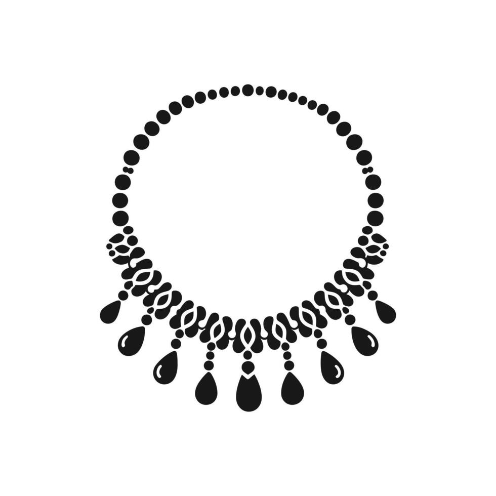 Ancient beads necklace silhouette graphic primitive handmade jewelry design element for historical reenactment or anthropological study vector