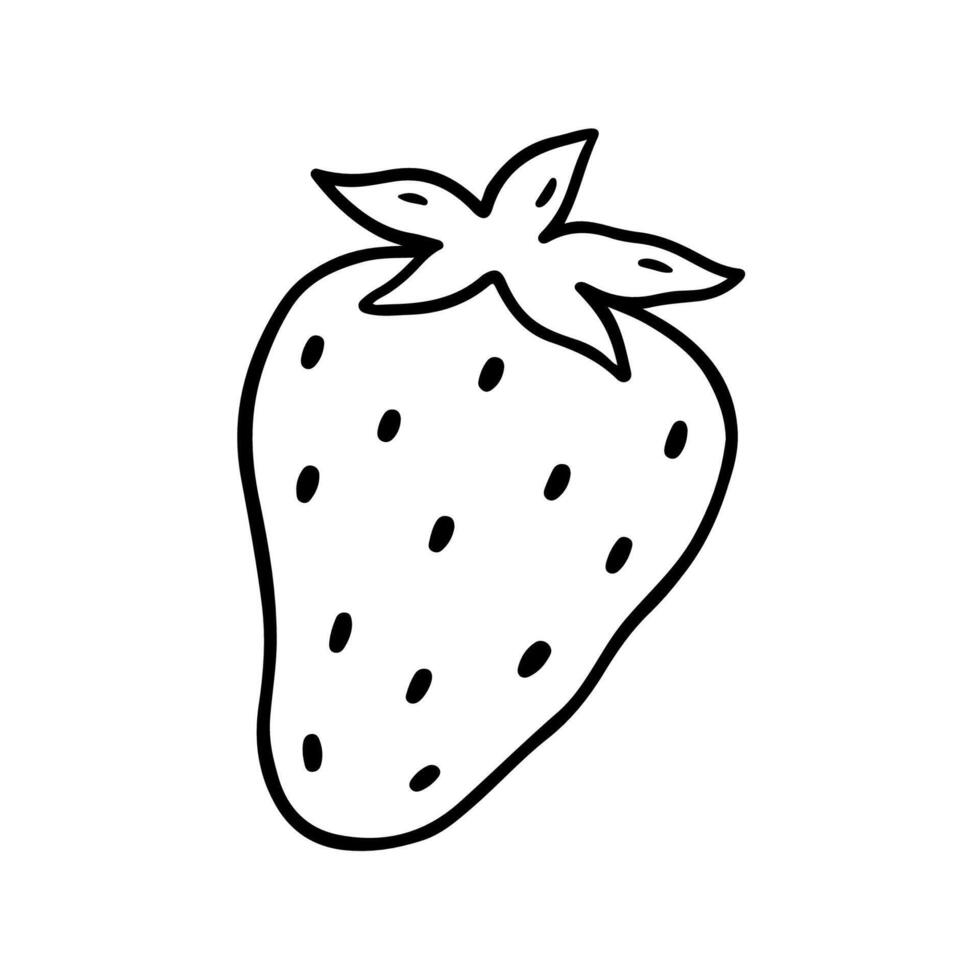Strawberry isolated on a white background. hand-drawn illustration in outline style. Perfect for cards, decorations, logo, menu, recipes, various designs. vector