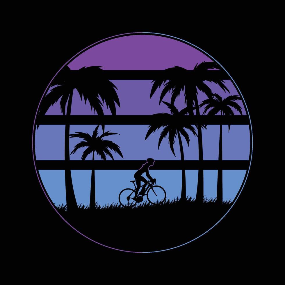 Retro vintage color tshirt design. Cycling vintage tshirt design. vector