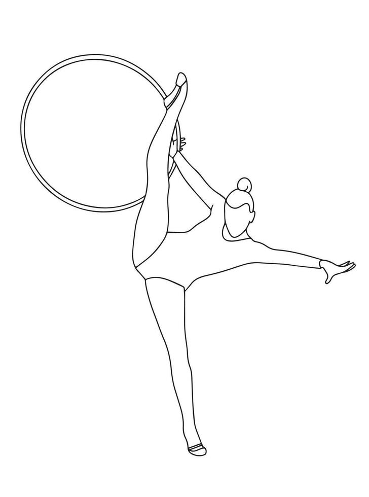 Elegant slim girl with hoop - rhythmic gymnastics. illustration. illustration vector
