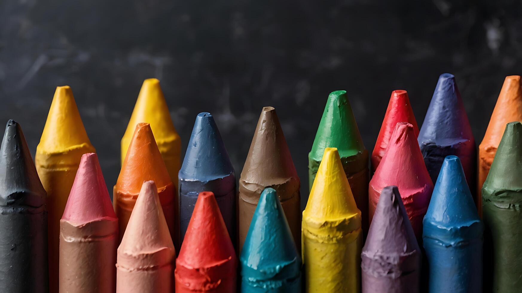 Colorful Crayons Standing in a Row Representing Creative Business Solutions photo