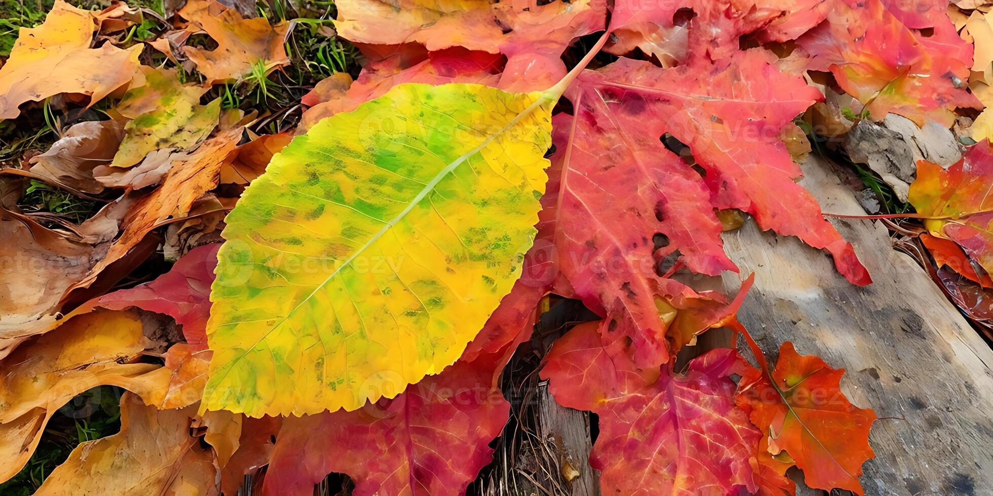 Autumn's Palette, A Vibrant Display of Colorful Fallen Leaves photo