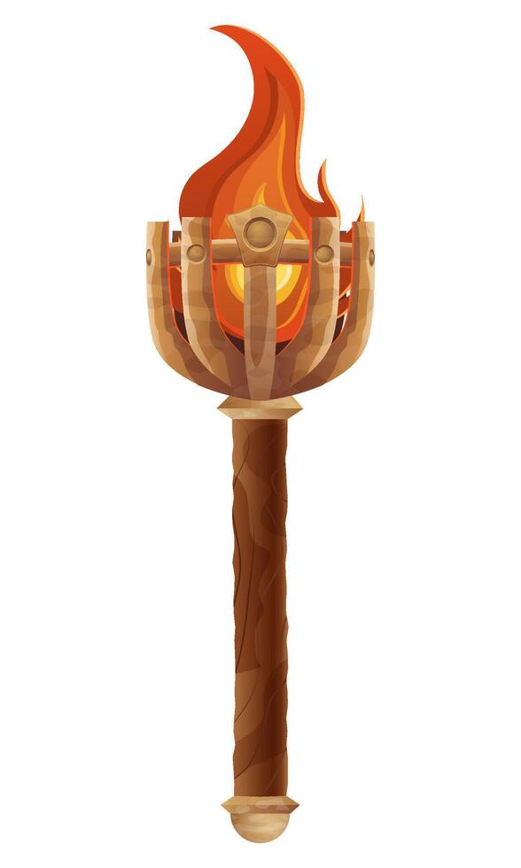detailed illustration showing fantasy and ancient torch isolated on white background vector