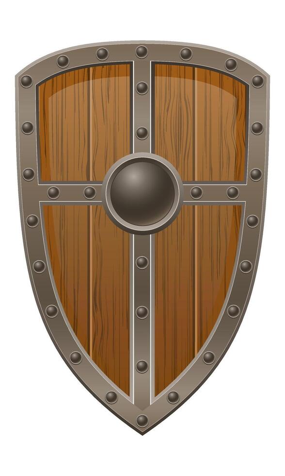 detailed cartoon illustration showing of fantasy and ancient weapons shield isolated on white background vector