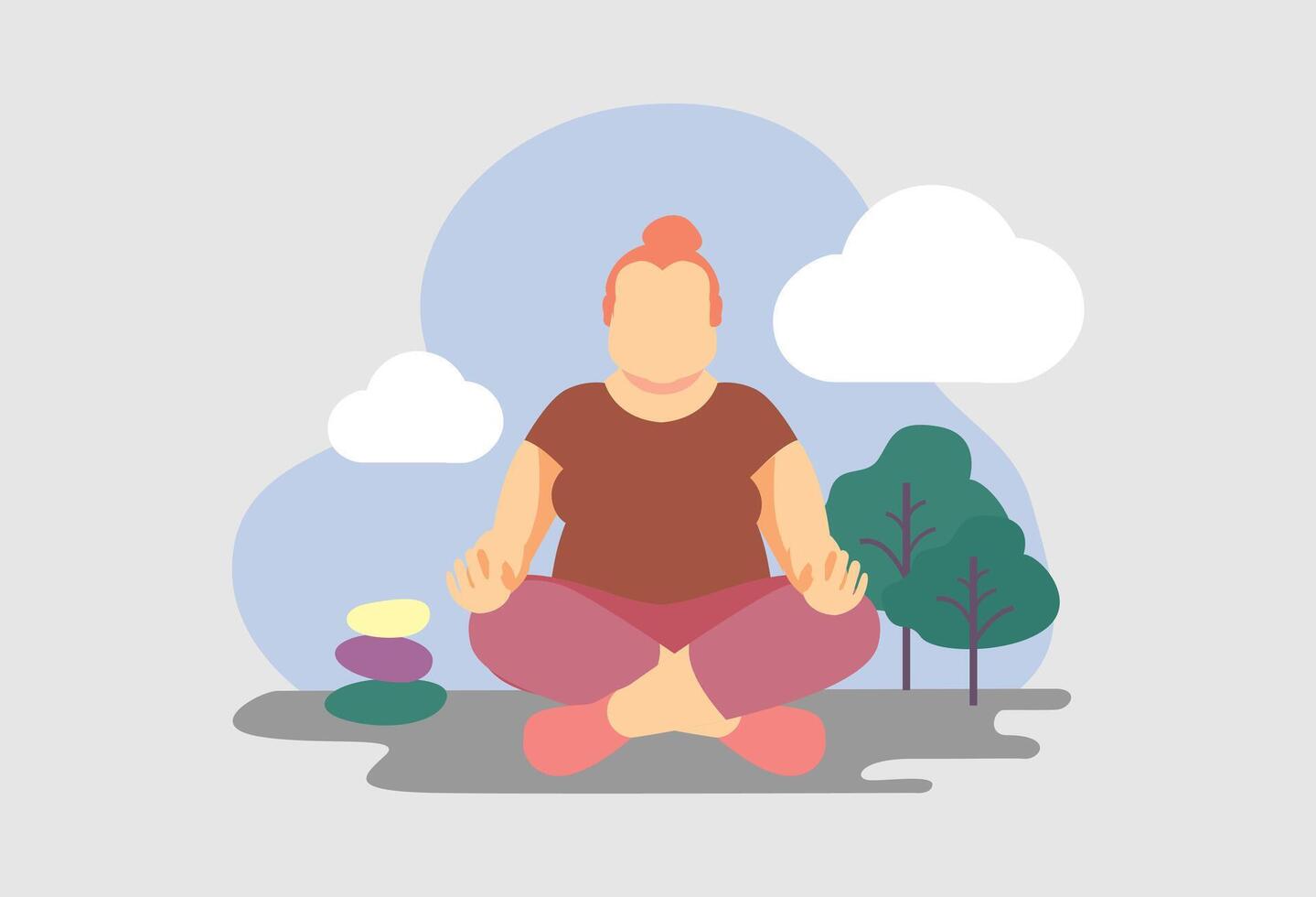 A woman meditating in the lotus position vector