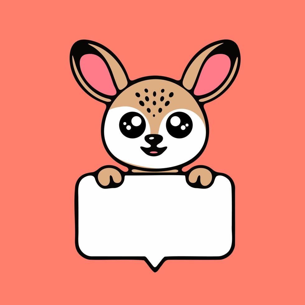 A cute deer holding a blank sign vector