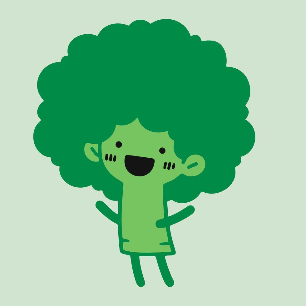 A cartoon broccoli character with a smile on its face vector