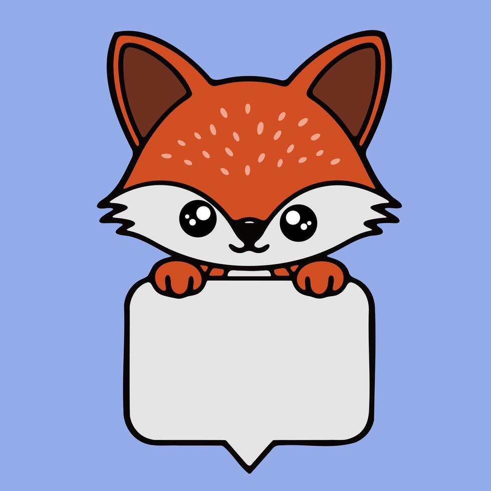 A cartoon fox holding a blank sign vector