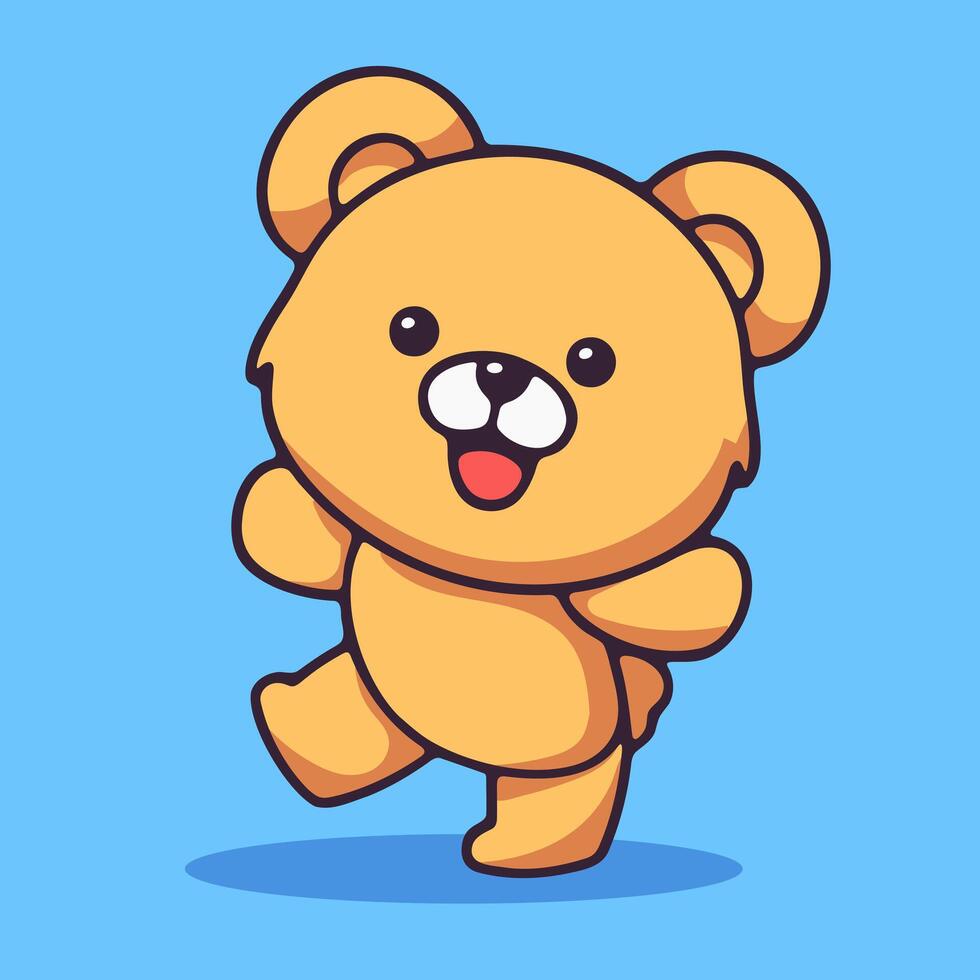 A cartoon teddy bear running on a blue background vector