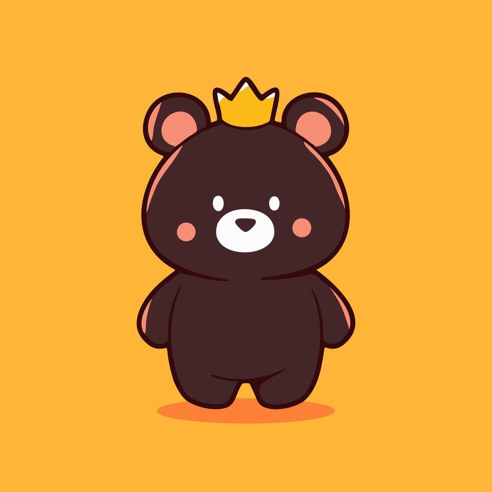 A black bear wearing a crown on an orange background vector