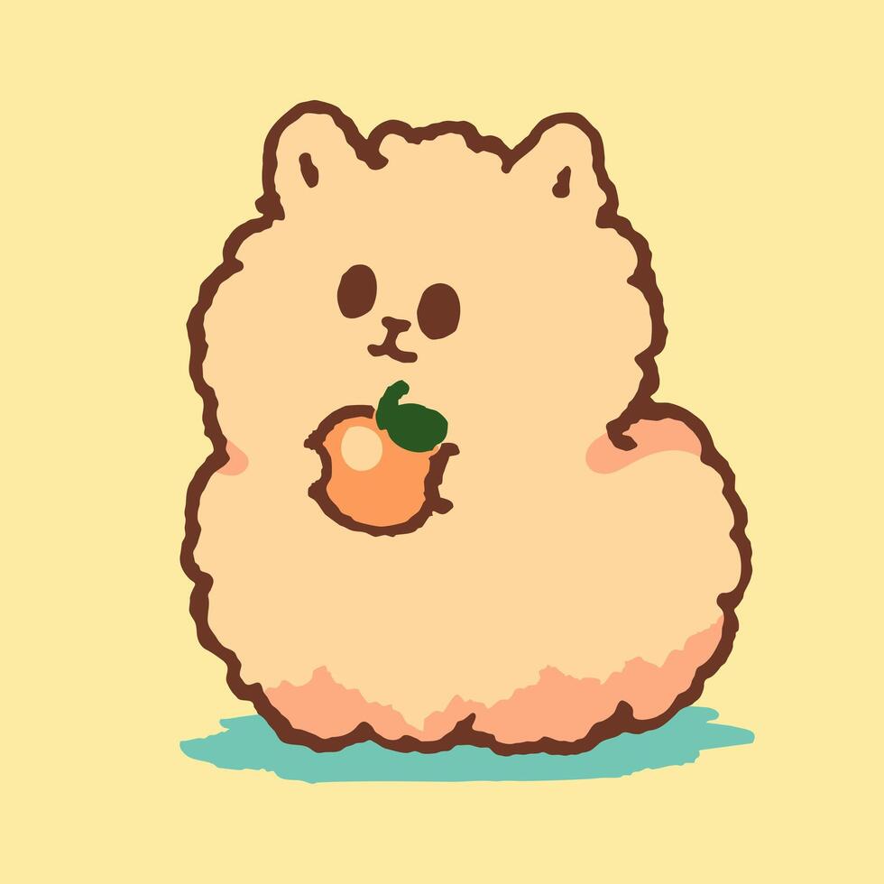 A cute little dog holding an apple vector