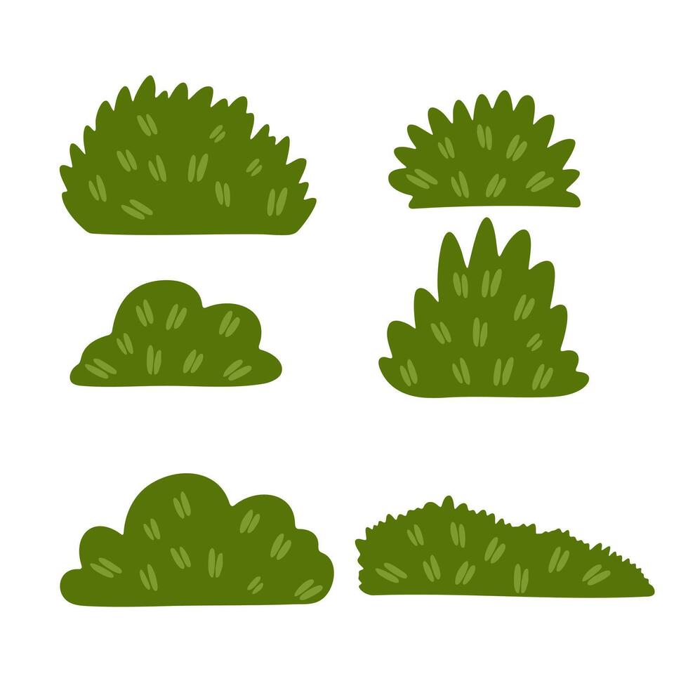 Green bushes and bushes set of illustration vector
