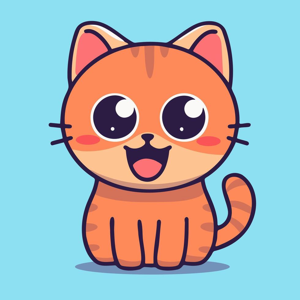 Cute cartoon cat illustration vector