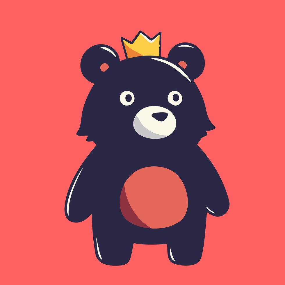 A cartoon bear wearing a crown on its head vector