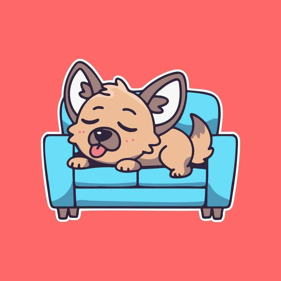 A cartoon dog sleeping on a couch vector