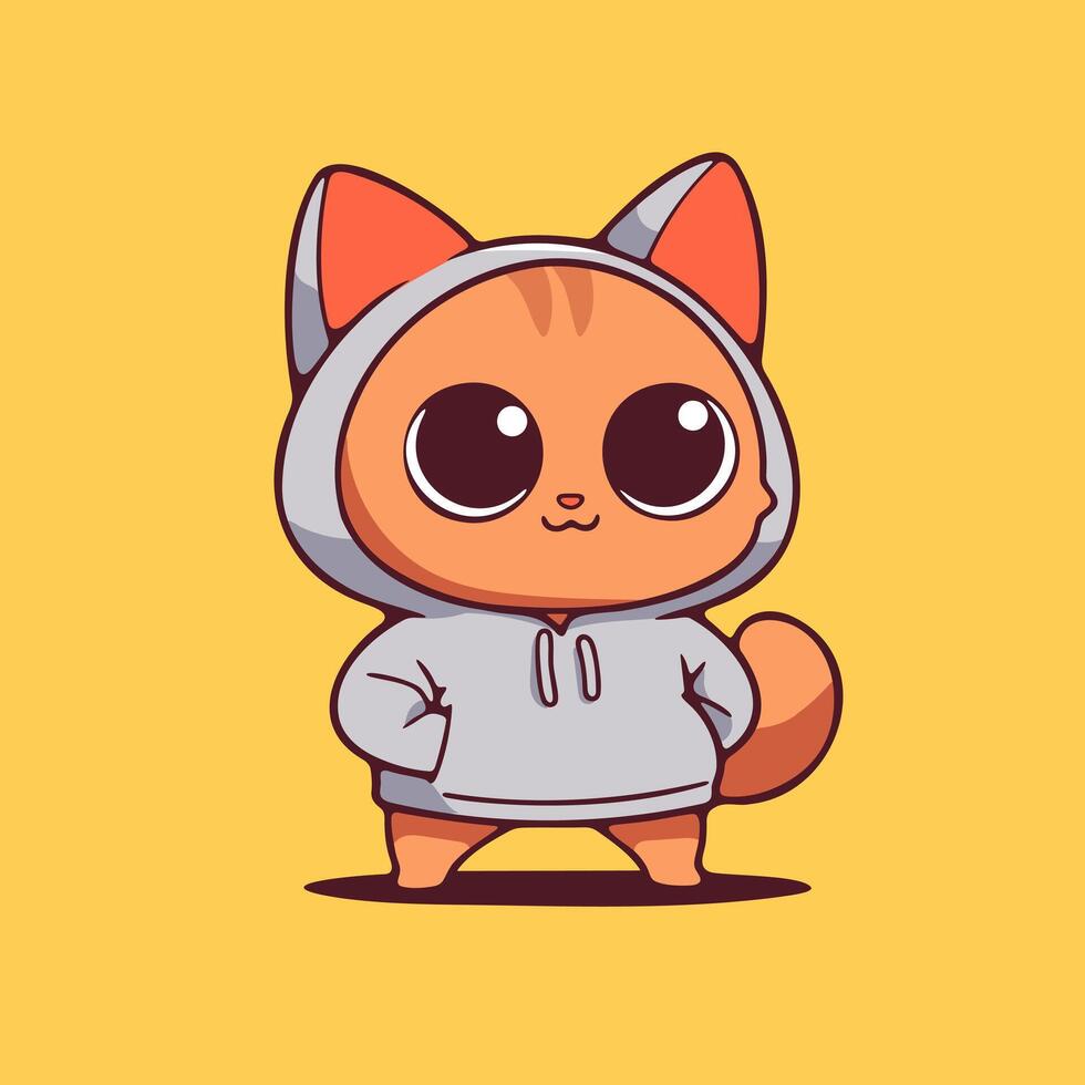 A cartoon cat wearing a hoodie vector