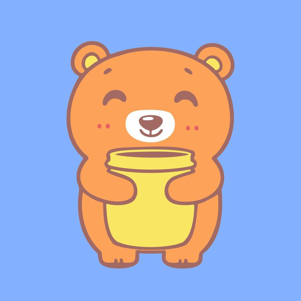 A cartoon bear holding a jar of honey vector