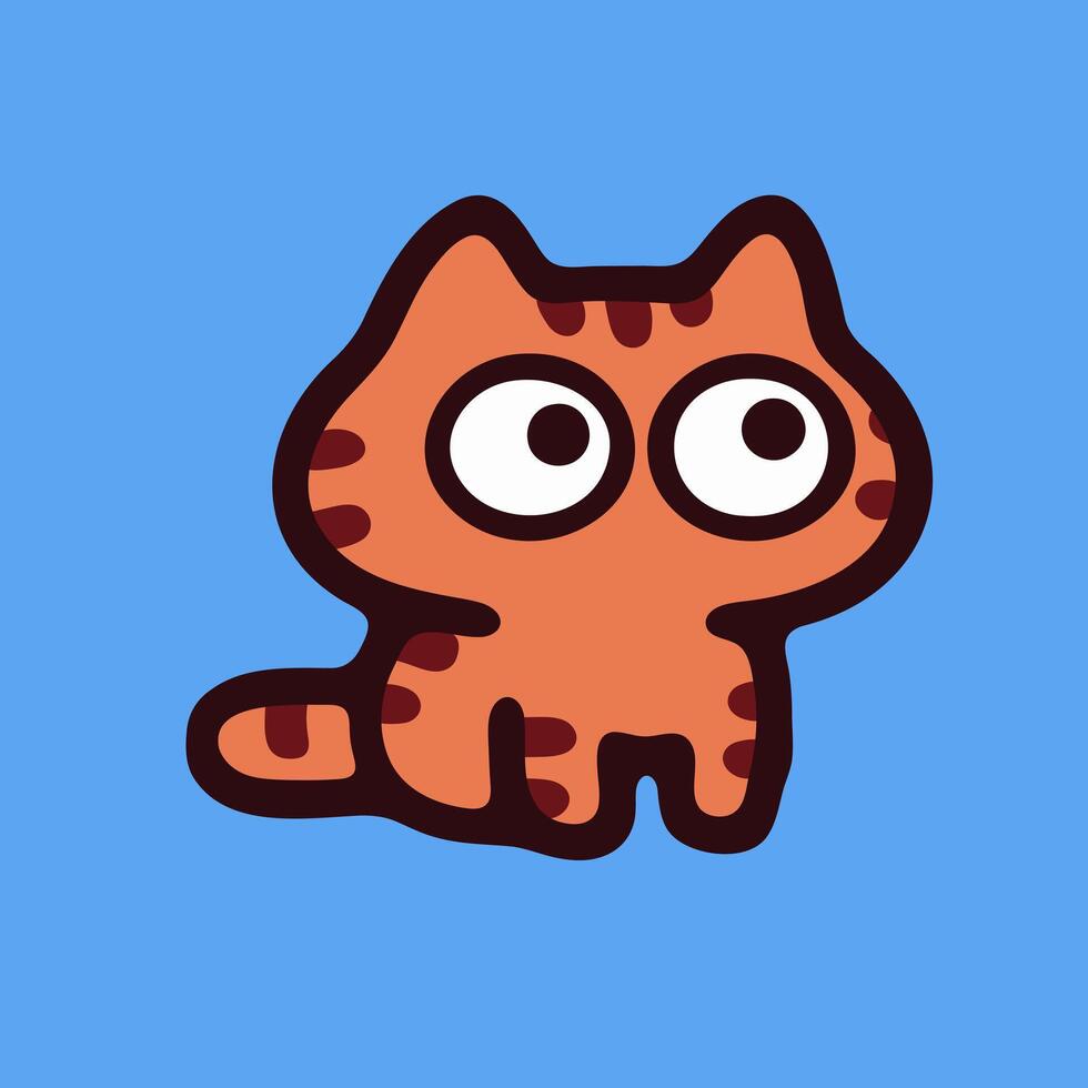 A cartoon cat with big eyes on a blue background vector