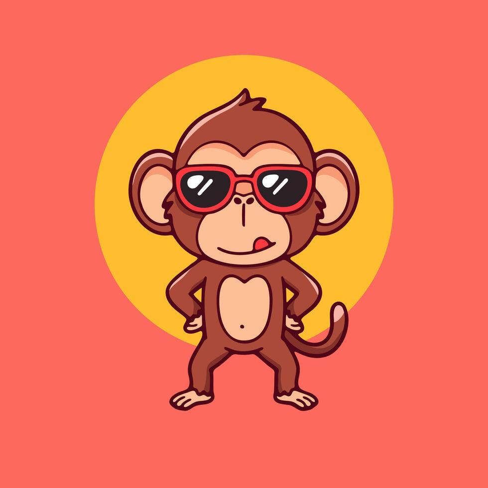 A cartoon monkey wearing sunglasses and holding a banana vector