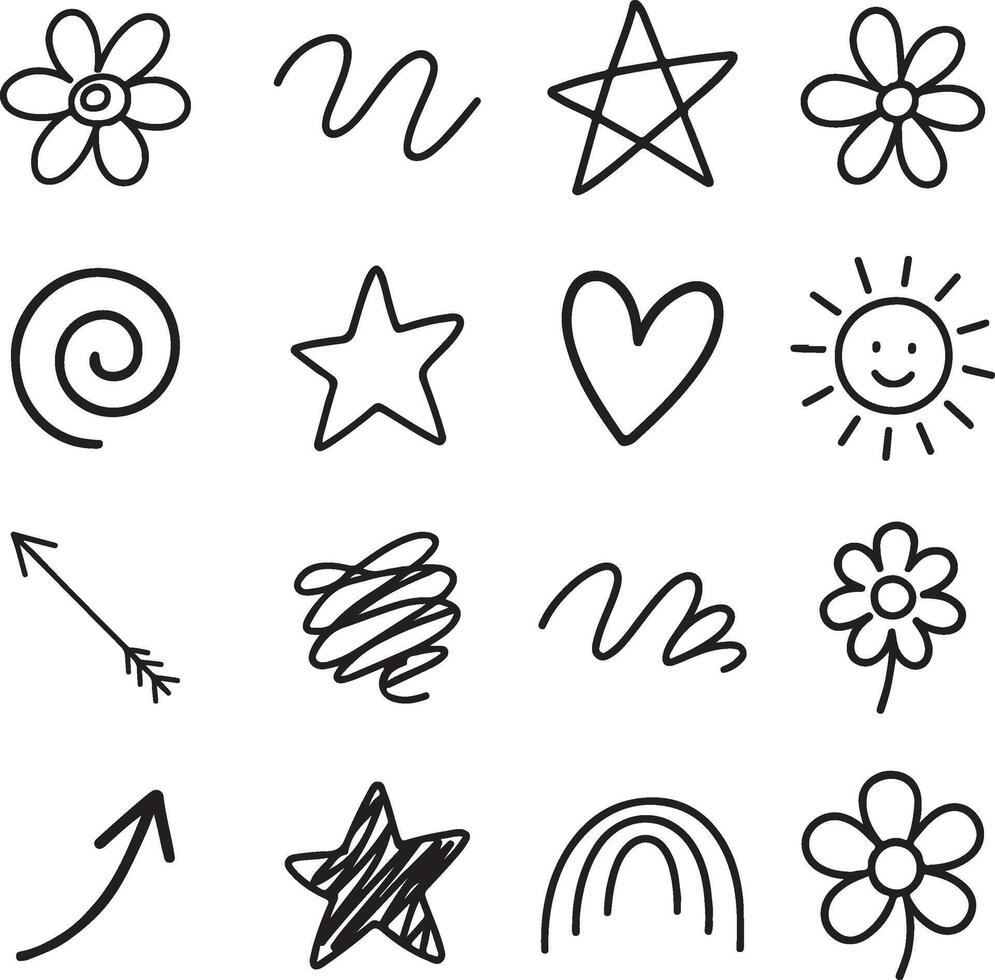 Hand Drawn Doodle Icon Set vector