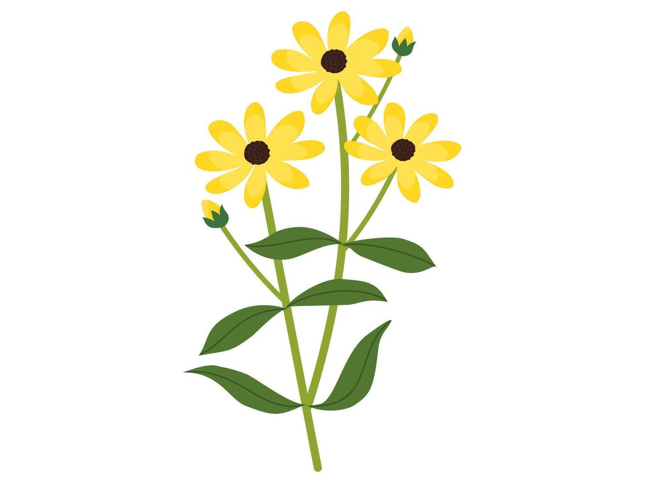 Branches of pastel yellow mini flowers on white background. vector