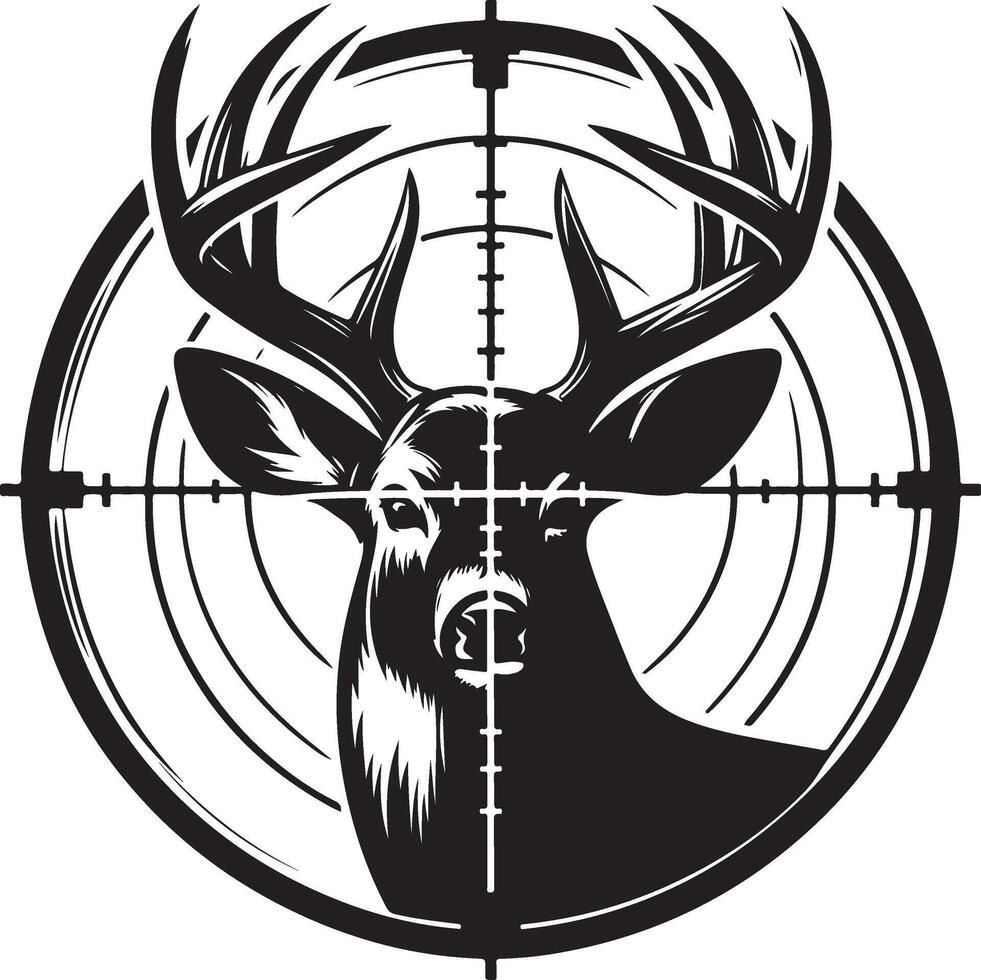 Whitetail Deer in Crosshairs Target Hunting Silhouette vector