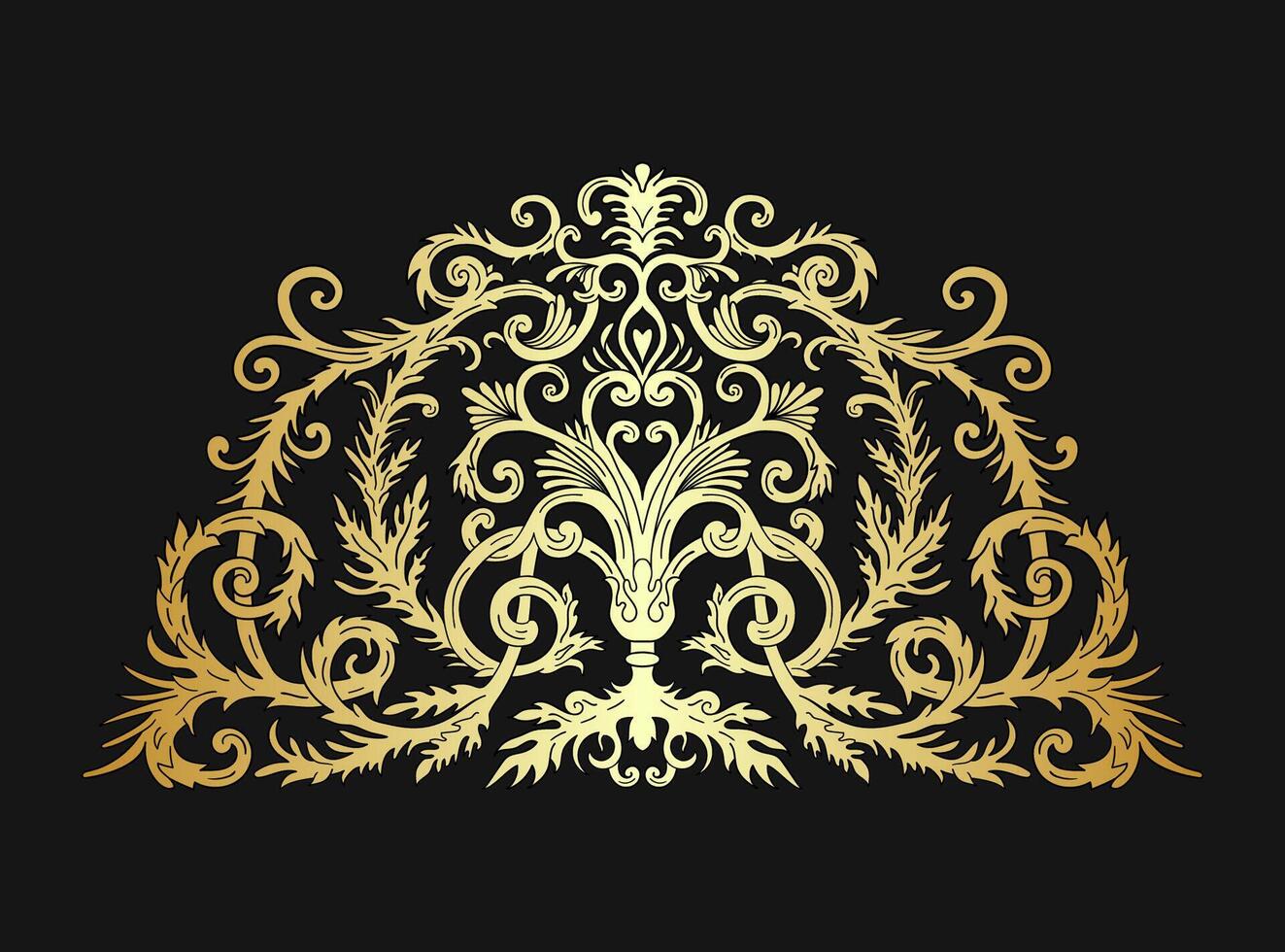 Vintage Gold Coloured Baroque Decorative Ornament vector
