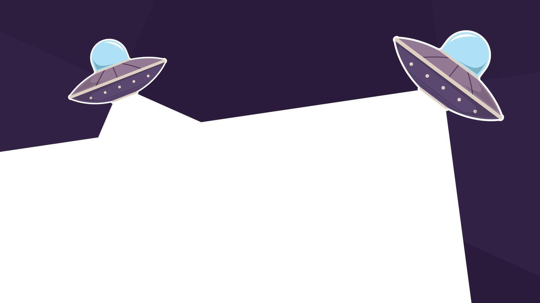 Simple and minimalist copy space horizontal background with UFO. Copy space background with two flying unknown objects vector