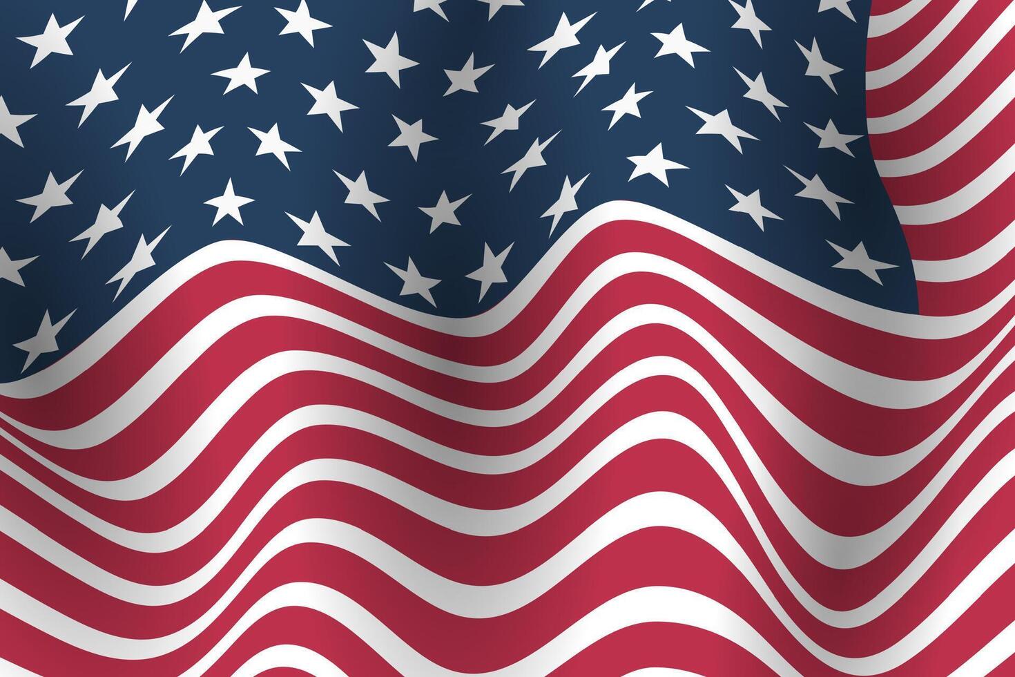 United States Flag Closeup Illustration. Image of the Flag in Windy Weather vector