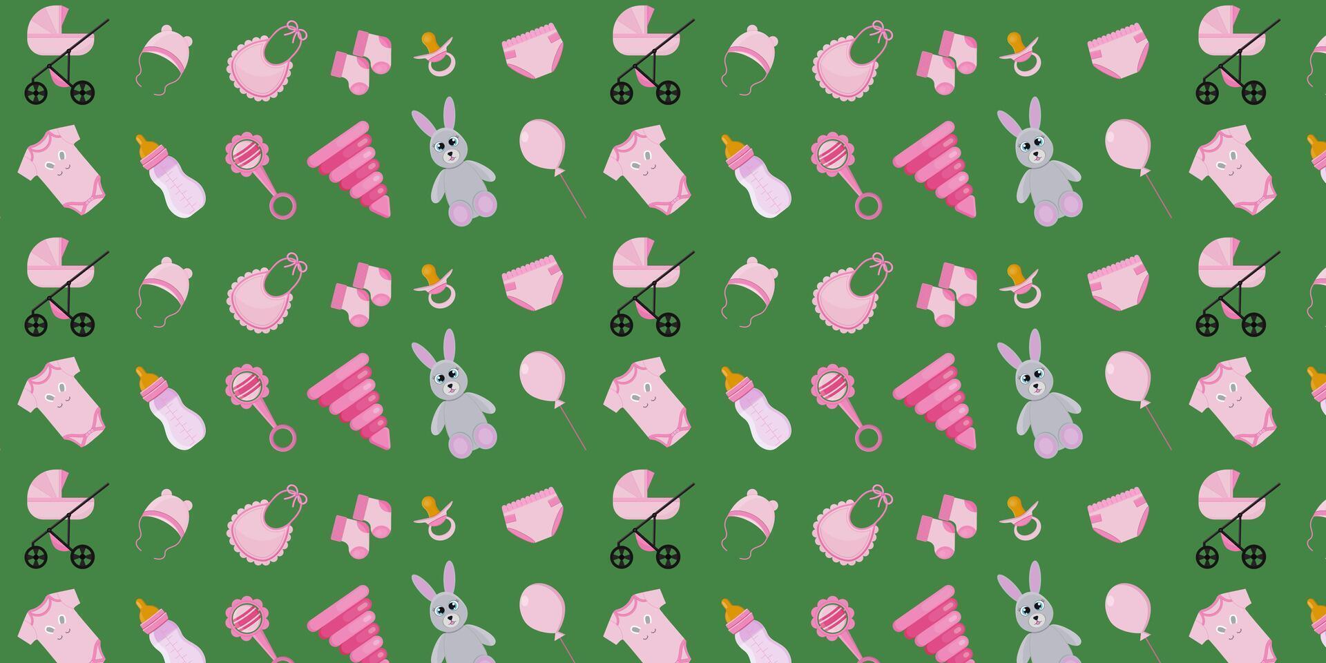 Seamless repeating pattern, background of children's elements for a girl. illustration. vector