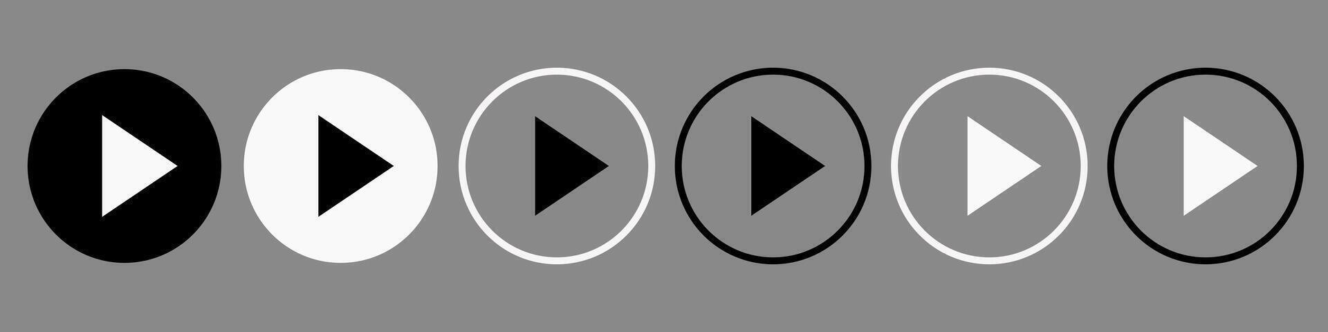 Set of vercore play button icons for online media player. vector