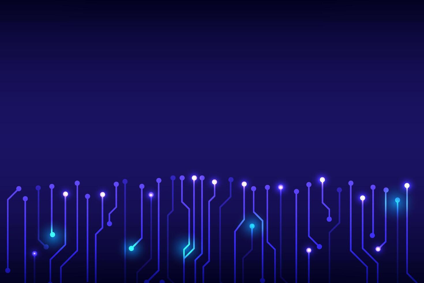 Technology futuristic neon circuit lines on dark blue background, representing modern digital and tech innovation themes vector