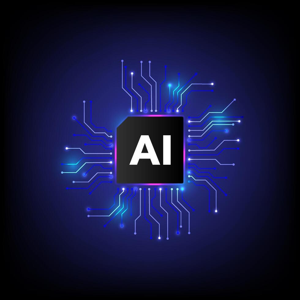 Artificial intelligence technology computer chipset concept on circuit board, Cyber technology concept vector