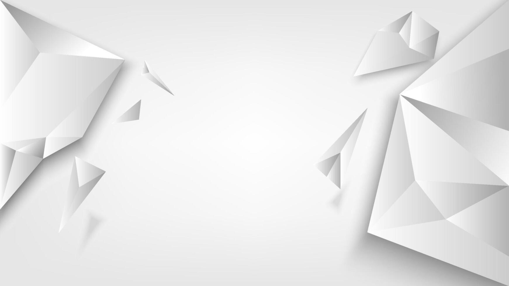 A clean minimal white polygonal background featuring abstract geometric shapes casting soft shadows vector