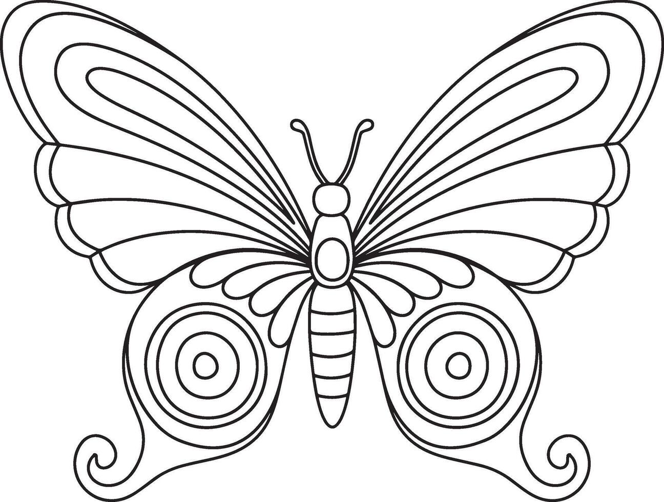 Simple butterfly coloring page for kids. vector