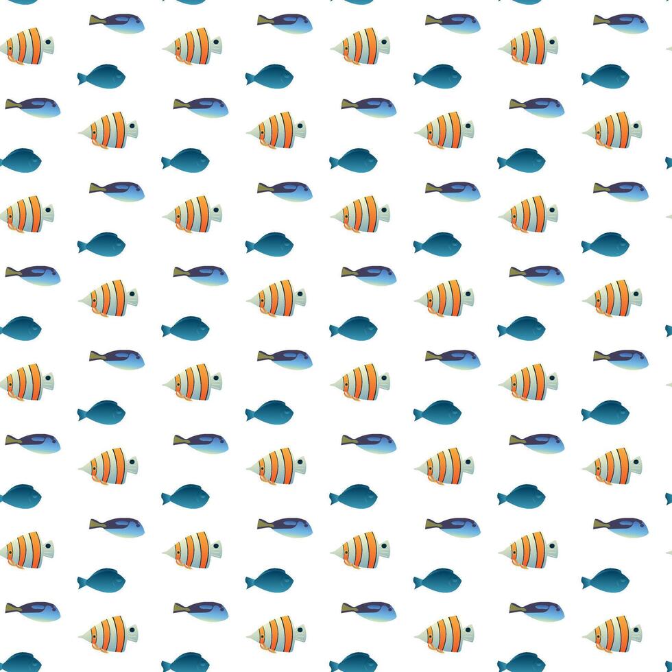 Striped fish and two deep fish. Seamless pattern. vector
