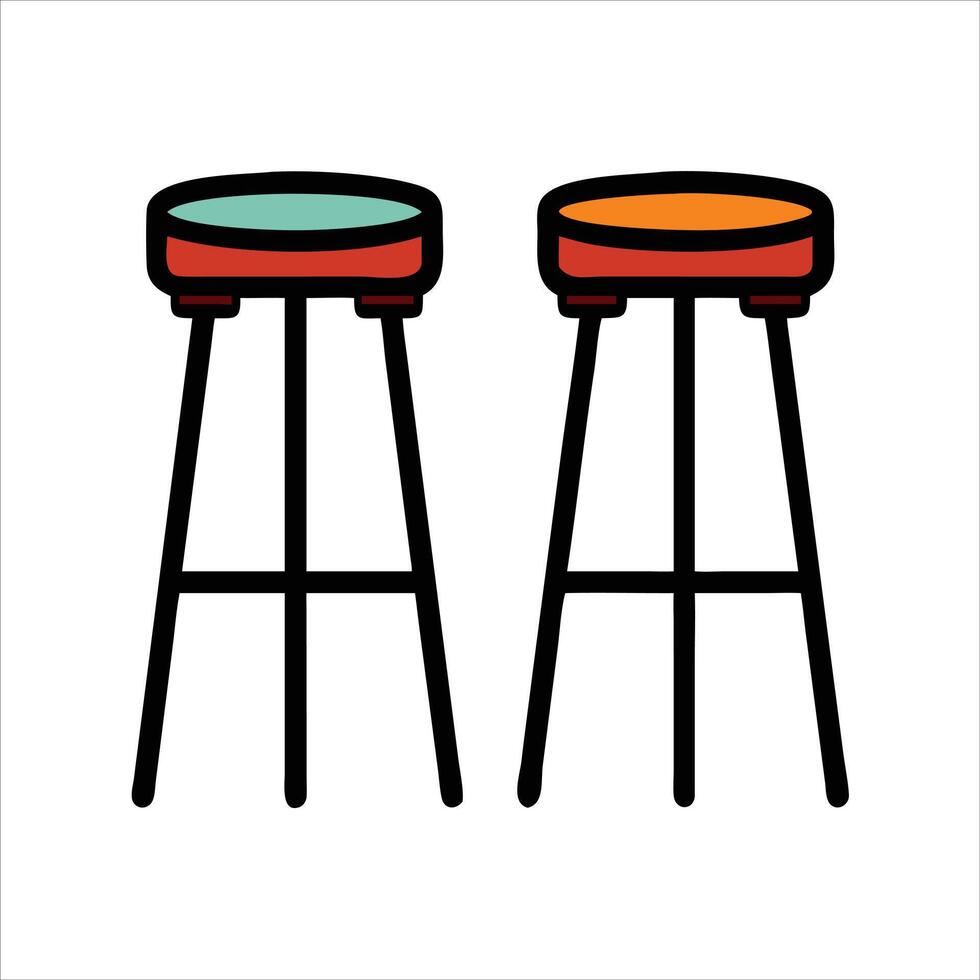 Flat stool object icon design concept vector