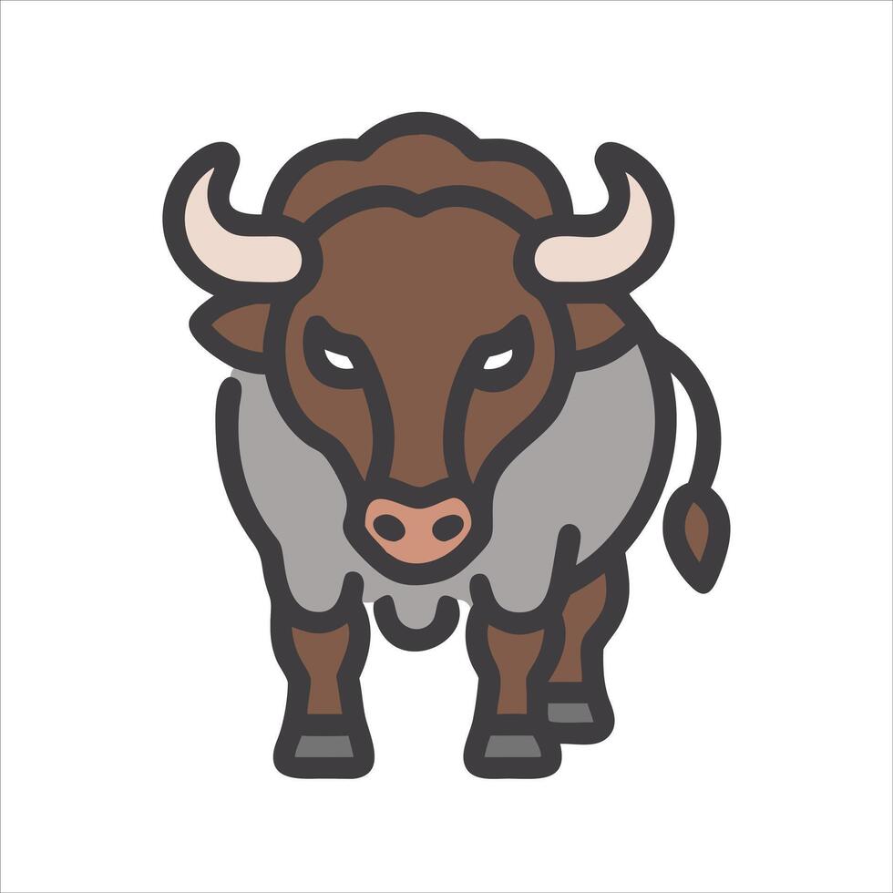 Flat bison icon design concept vector
