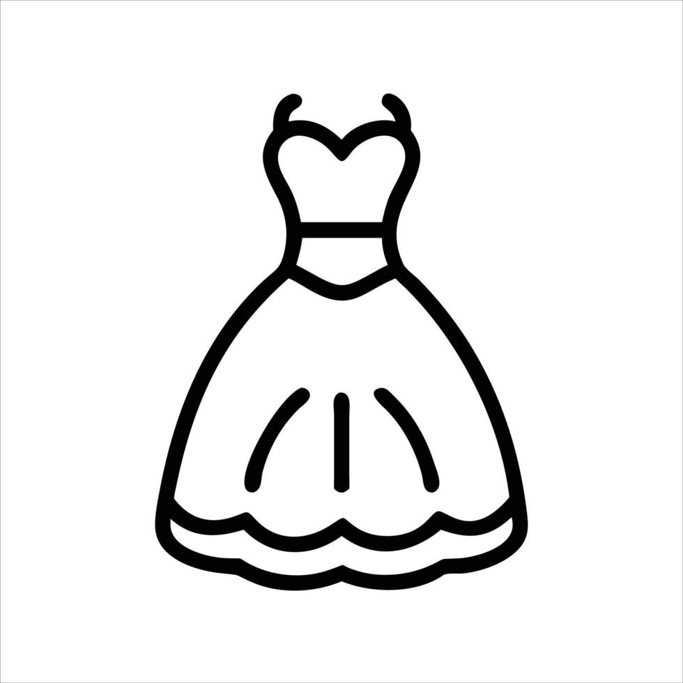 Gown icon design black and white with bold outline vector