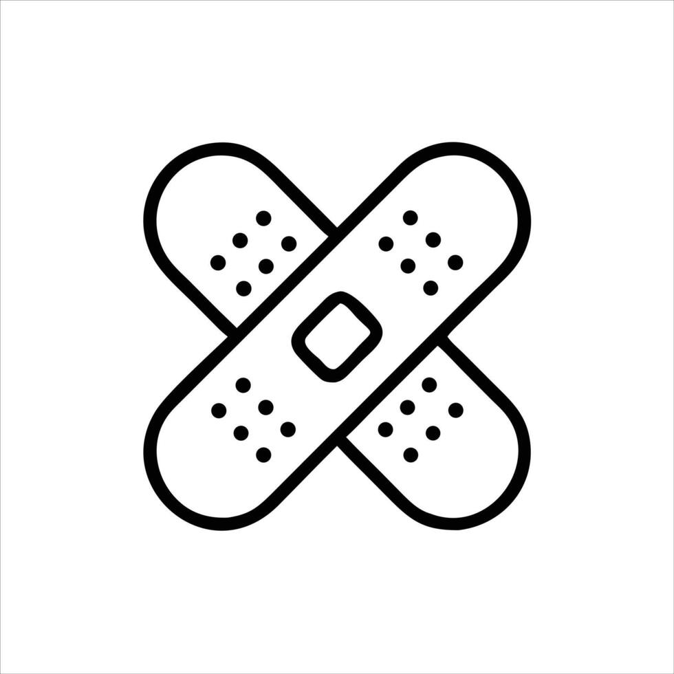 Band aid icon design black and white with bold outline vector