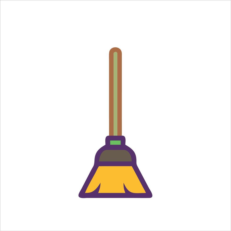 Flat broom icon design concept vector