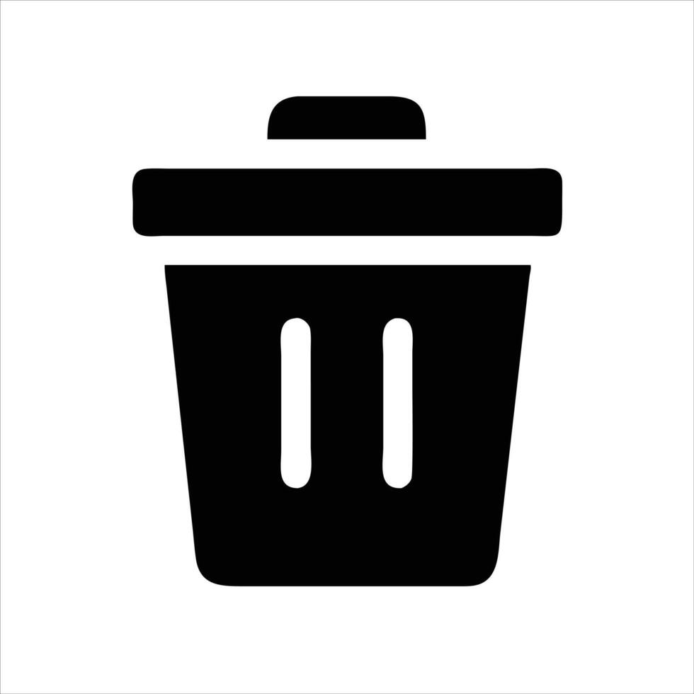 Bin object icon design black and white with bold outline vector